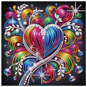 Heart Shaped Rhinestone Decor Painting Kit, DIY Diamond Art Painting Kit, Wall Art Decor for Home Living Room Bedroom