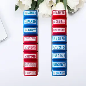 Self-Inking Office Stamp Set, 8 Stamps for Approval, Payment, Copy, Fax, Scan, Business Use, Account Work, Information Seal