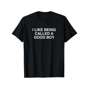 American-style high street Men's Funny "I Like Being Called a Good Boy" Graphic T-Shirt - Black Cotton Short-Sleeve Tee, Comfortable & Versatile Summer Casual Wear Menswear Top