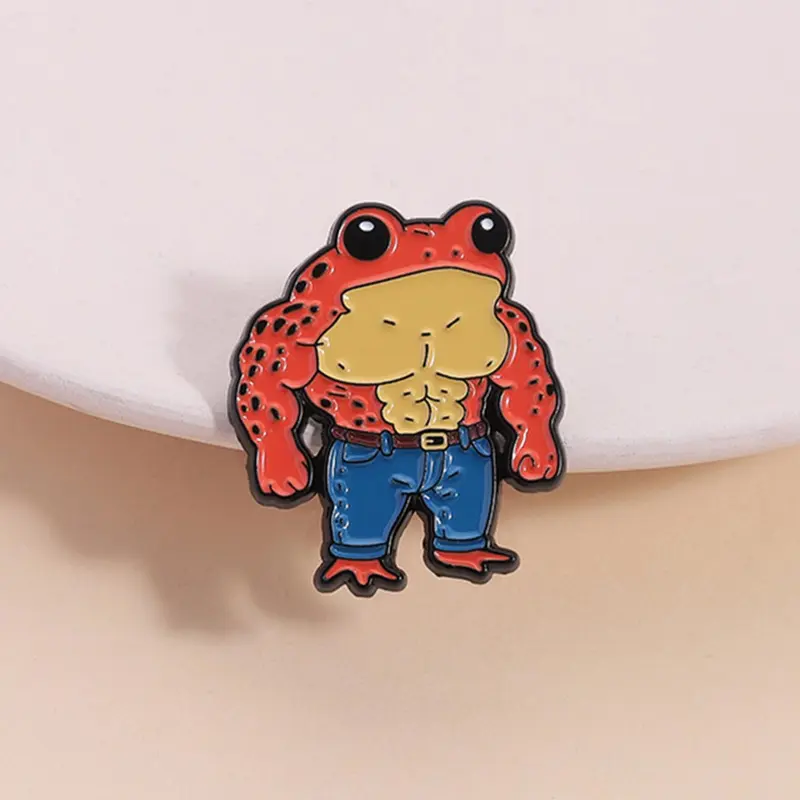 Muscle Frog Denim Badge, Alloy Brooch Pin, Humorous Gym Accessory for Fitness Enthusiasts, Hilarious Design for Bodybuilding Lovers, Muscular Frog, Unique Fitness Gear