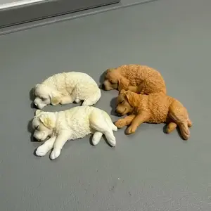 2-Piece Golden Retriever Statue Set, Shelf Desk Decor, Dog Lovers Gift, Christmas Present, Car Ornament, Unique Home Decoration