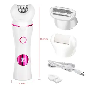 Women's 3-in-1 Hair Removal Device - Electric Shaver, Epilator, Trimmer for Facial, Legs & Underarms, Rose Gold, Waterproof, Fully Washable Body Care Appliance