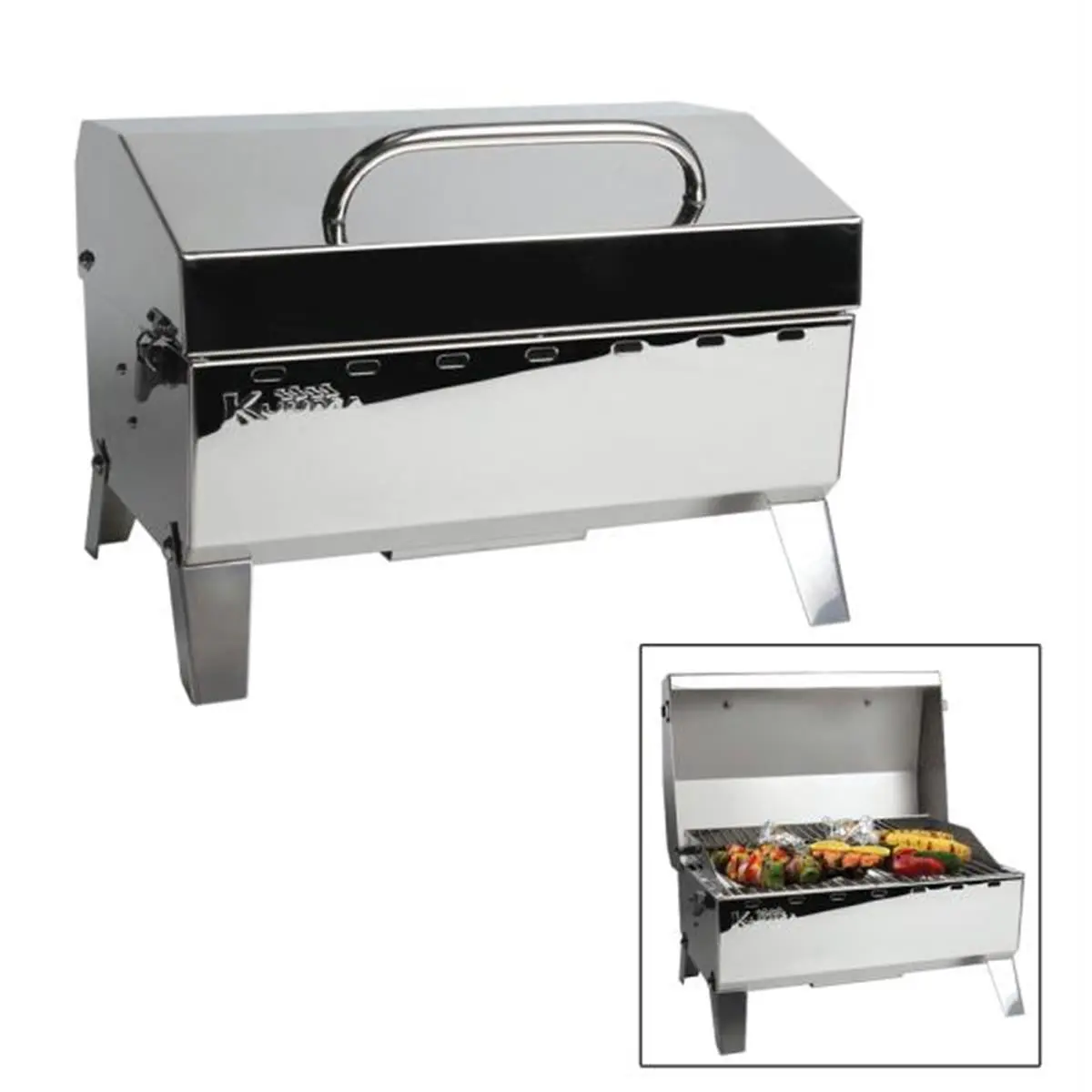 Kuuma Stow N Go Compact Open Flame Barbecue Gas Grill - 9000BTU, 14.5lbs, 19.75"l x 11.25"d x 11"h, Regulator Stow N' Go 125, for Outdoor Cooking