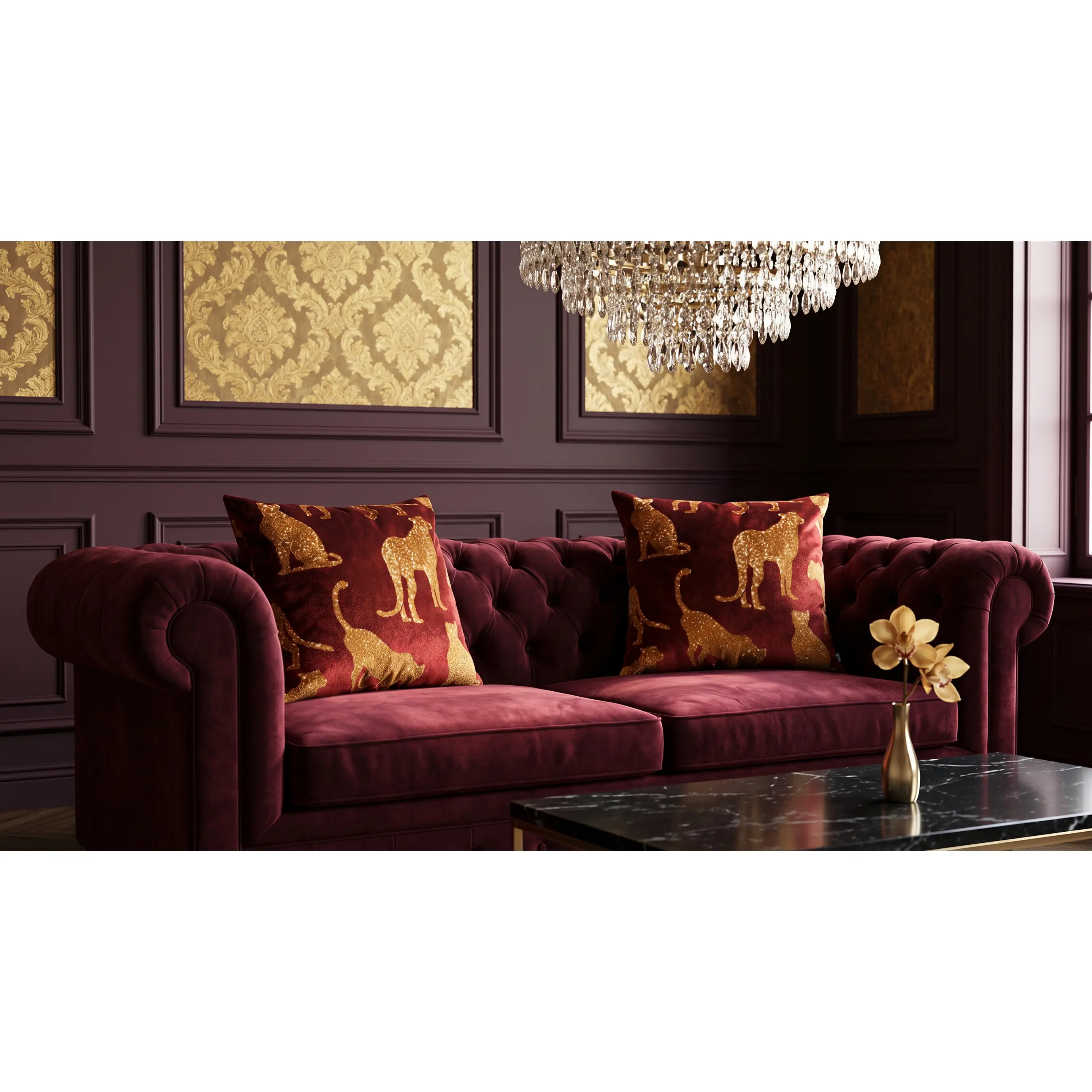 Cheetah Cinnabar-Ochre Duo Pillow, 18x18 in & 24x24 in Sizes, Dry Clean Only Decorative Throw Pillow for Bedding & Soft Furnishings, 18 X 18