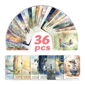 36Pcs Vintage Watercolor Inner Child Healing Cards, Warm Inspirational Affirmation Deck, Creative Self Care & Mental Health Daily Reminders Gift