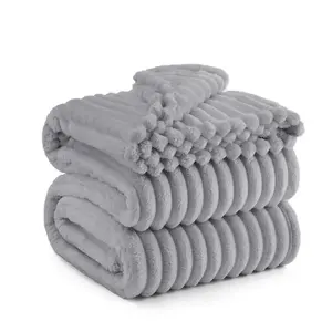 Bedsure Full/Queen Plush Blanket Light Gray