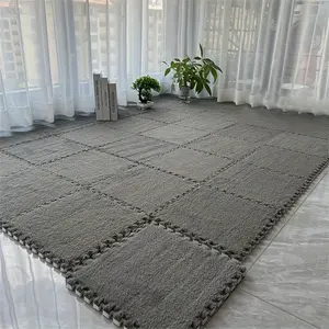 12 pieces, creative spliced carpet, full-coverage floor mat, solid color square bedside rug, bedroom foot mat, Decorative Area Rug, 11.8*11.8 Inch
