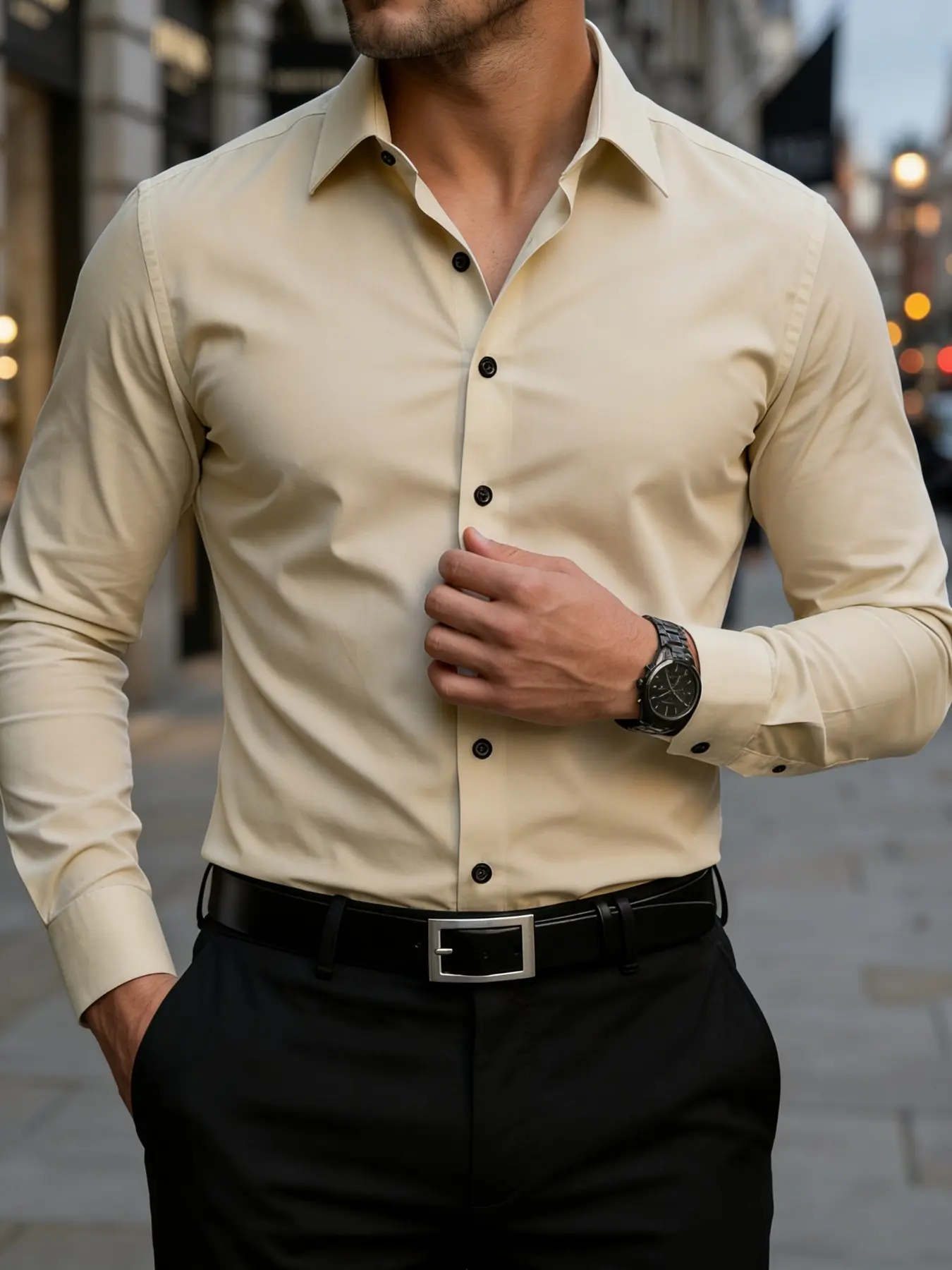 Men's Formal Shirt Csc11, Classic Collar Business Shirt, Long Sleeve, All Seasons, Durable, Customizable