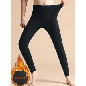 SERACAL Men's 3-Pack Double-Sided Fleece-Lined Thermal Leggings, Stretchy Warm Comfort Base Layer Pants for Winter, Black/Light Gray/Dark Gray