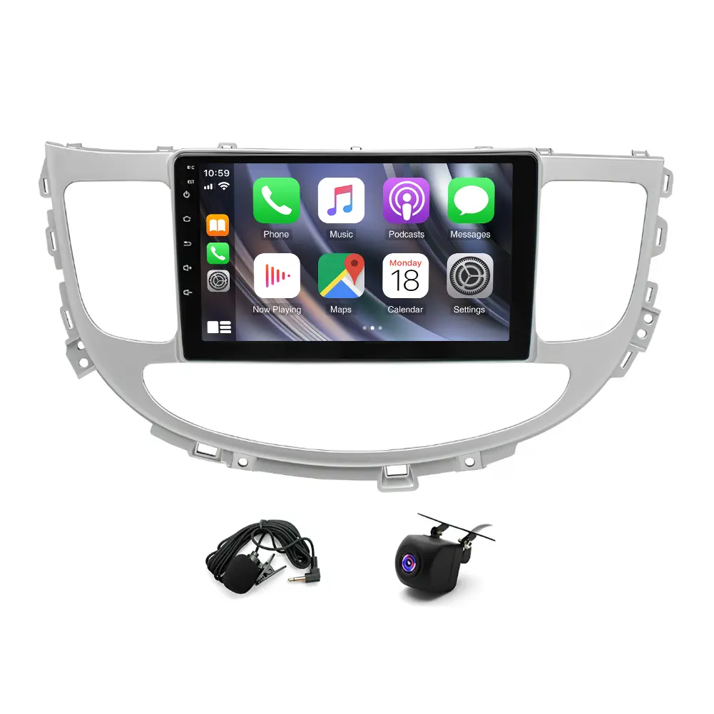 9 Inch Android 15 Car Stereo Radio Head Unit, 2GB+64GB GPS Navigation Bluetooth Car Stereos with CarPlay/Android Auto, Steering Wheel Control, WiFi, Navigation + Calls, Backup Camera, Rear View Camera for Hyundai Genesis 2009-2014