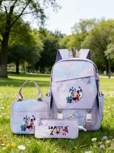 K-Pop Demon Hunter Backpack Set with Lunch Bag + Pencil Case, Cute Mermaid Scales Girl Schoolbag, Lightweight Travel Laptop Backpack