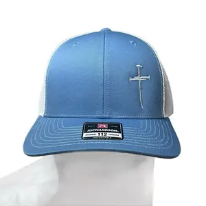 New embroidery Richardson 112 in blue and white trucker hat, unisex, holiday gift, gym hats,  casual, everyday wear