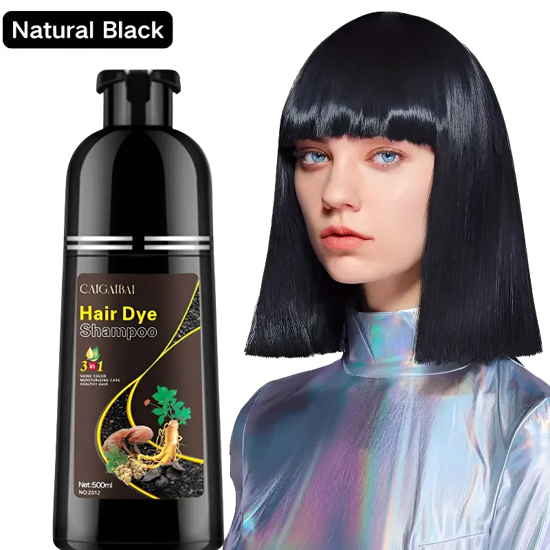 3 In 1 Black Hair Dye Shampoo - Herbal Ingredients Can Cover Gray Hairs, Contains Ginseng Extract, Natural Haircoloring black  hair  dry  shampoo shampoo  shampoo