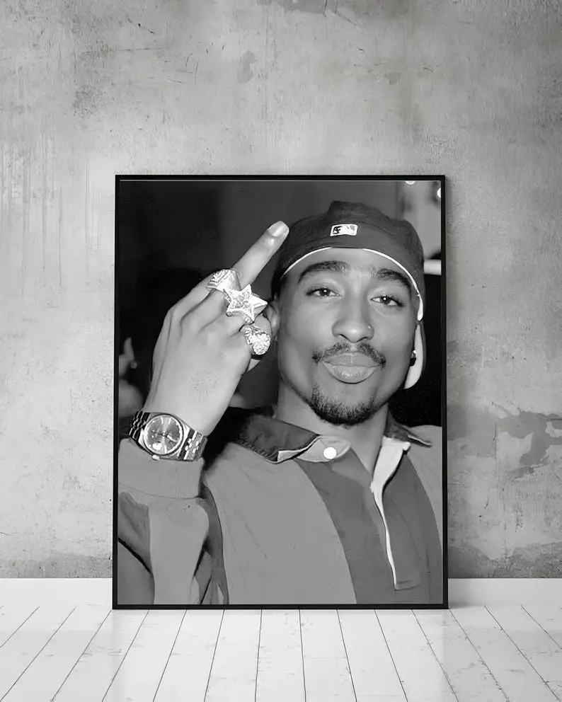 Tupac Shakur Poster, Rap Poster Rapper Poster, Black And White, 2Pac Print, 2Pac Poster, Tupac Print, Music Classroom Decor, Music Wall Art.