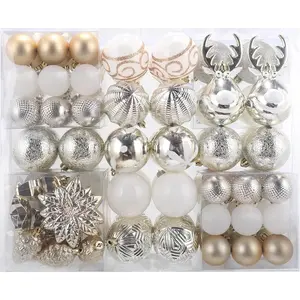 100-Pack Various Shatterproof Christmas Balls, Christmas Decorative Ball Ornaments for Xmas Tree- Champagne Gold
