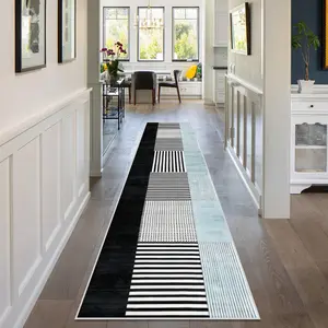Geometric Line Pattern Runner Rug, 1 Count Non-slip Washable Floor Mat, Decorative Carpet for Home Living Room Bedroom Study Room