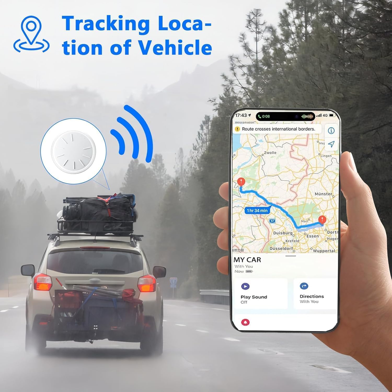 Mini GPS Tracker for VehiclesGPS Vehicle Tracker with Weatherproof Magnetic CaseWorks with Apple Find My Car Smartphone  No Monthly Fee-