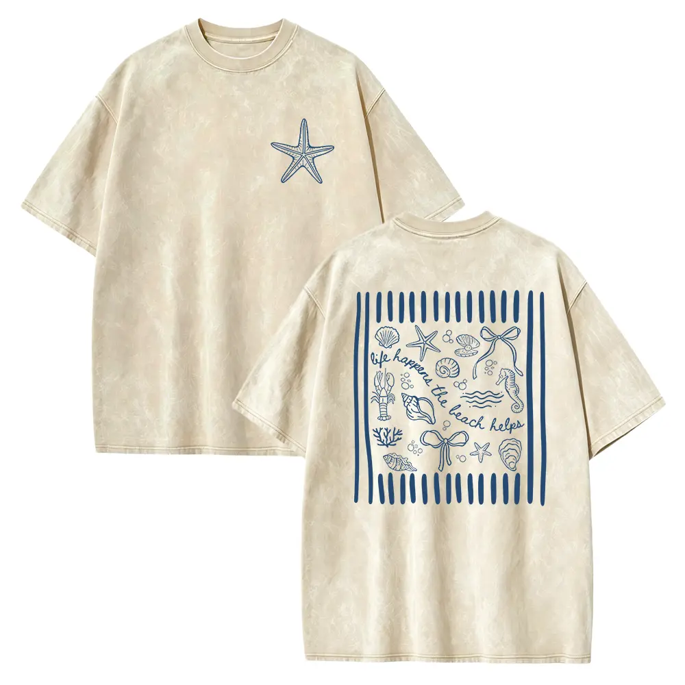 Life Happens The Beach Helps Summer Shirt Beach Shirt Coquette Seashell Shirt Gift Seashell Shirt Beach Tee Summer Tshirt Casual Graphics Basic Minimalist