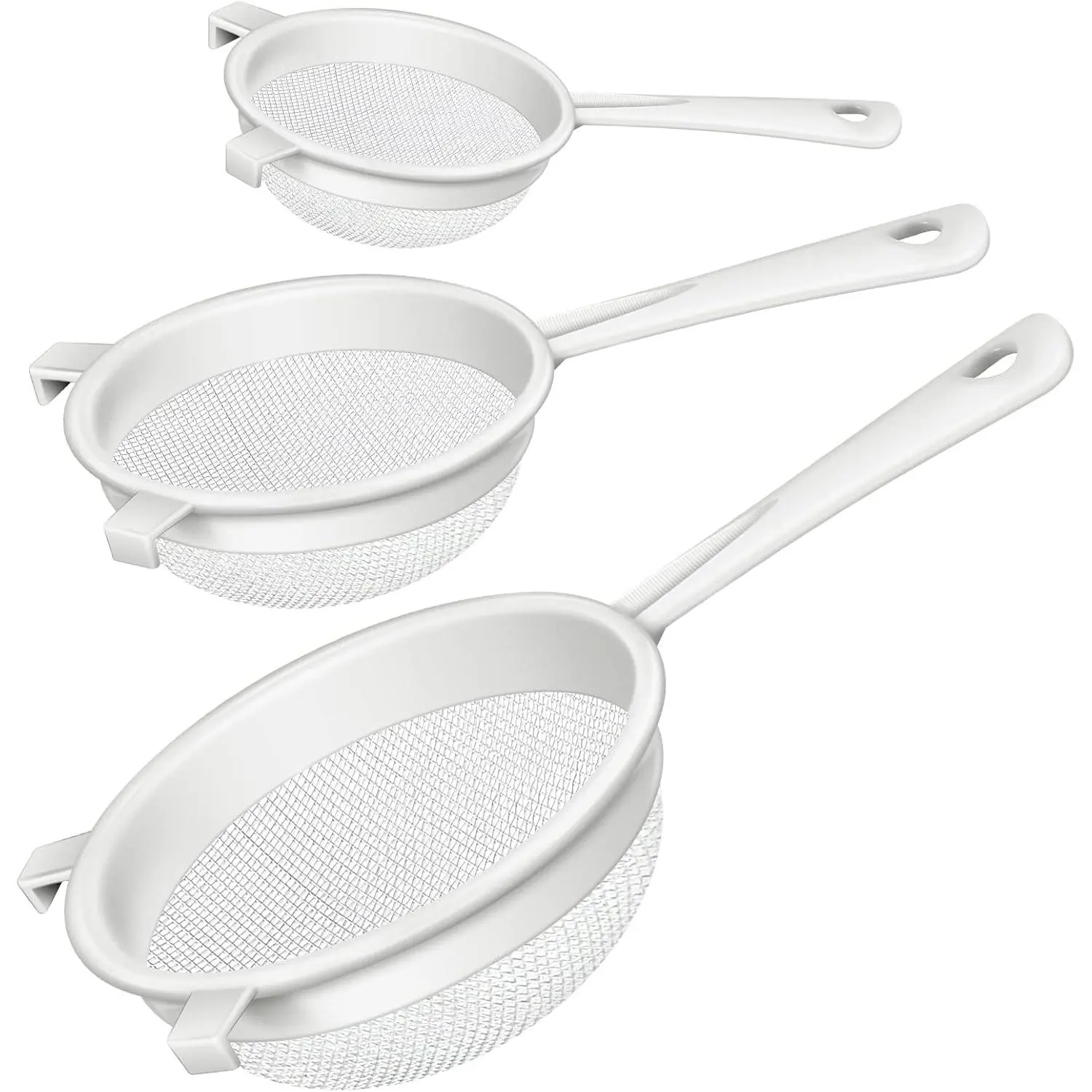3 count Plastic Nylon Mesh Strainer Colander with Handle Double Ear Fine  Mesh Strainer Flour Sifter for Baking Kitchen Colander Sifter Kefir  Juice Pasta(3 Inch, 5 Inch, 7 Inch)