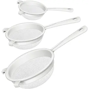 3 count Plastic Nylon Mesh Strainer Colander with Handle Double Ear Fine  Mesh Strainer Flour Sifter for Baking Kitchen Colander Sifter Kefir  Juice Pasta(3 Inch, 5 Inch, 7 Inch)