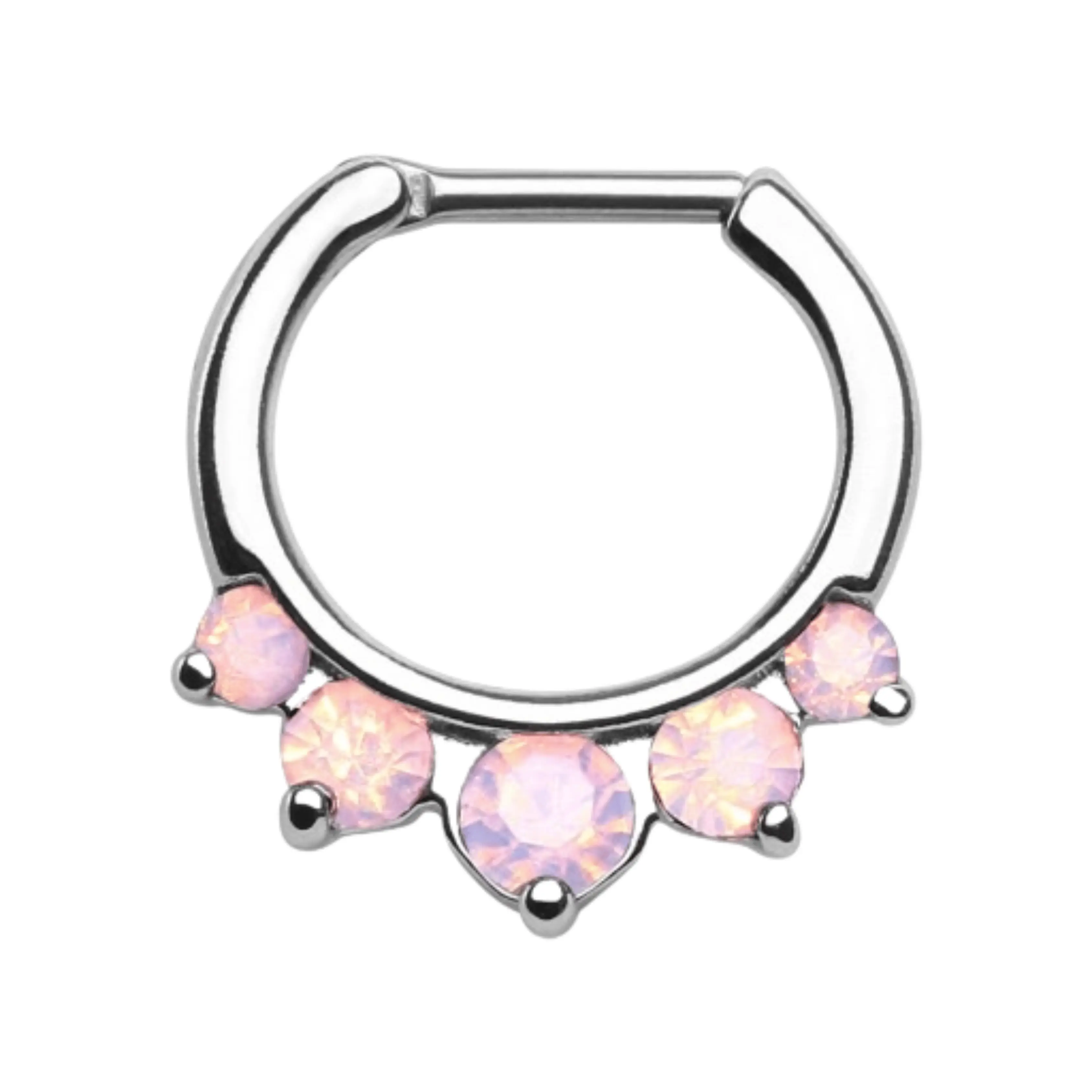 Double Lined Diamond Nose Septum with Delicate Bead Detailing Hypoallergenic Surgical Steel 16 Gauge 8mm Bendable Lead Nickel Free Durable Quality