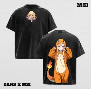 Marin Kitagawa Cosplay | Sono Bisque Doll Washed Tee Streetwear Tee Hoodie “Dino Queen — A Playful Heart Wrapped in Scales” — For Anime Fans, For Drops That Radiate Fun Energy