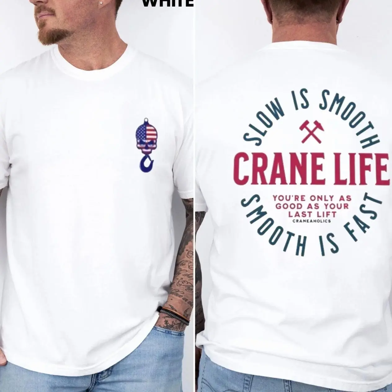 Crane Operator T-Shirt 2-Sided, Crane Life Graphic Tee, Blue Collar Work Shirt, Craneaholics Gift, Heavy Equipment Operator Shirt