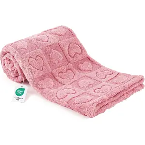 Pet Blanket for Dogs Cats, 300GSM Ultra Soft Coral Fleece Blanket, Washable Small Dog Cat Blanket, Calming Crate Mat, Furniture Protector for Couch Bed Car Seat, Pink, 25x35IN