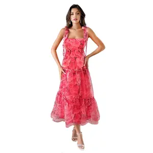 Cassia Red Floral Print Dress