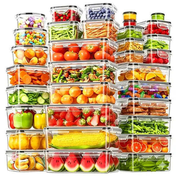 112PCS Airtight Plastic Food Storage Containers Set - 56 Boxes + 56 Lids, Pantry Organizer with Secure Lids & Labels, Microwave-Safe Kitchen Storage Solution