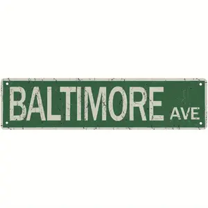 Road Sign Baltimore Street Sign Vintage Funny Metal Tin Sign 4x16 Inches Wall Decorations