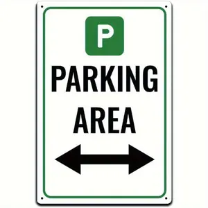 2D Flat - 1pc 12x8inch Aluminum 2D flat Decorative Sign& Plague Parking Sign- Green& White, Double-Sided, Lightweight Metal Plate, Cabins, Hostels, AirBnBs, Parking Area Indicator, Parking Area SignDecorative Parking SignDurable Metal Si
