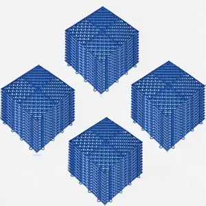 Vibrant  Interlocking Deck Tiles - 50 PCS, Blue, 12x12x0.5 Inches - Versatile Outdoor Flooring Solution for Pools, Showers, Bathrooms, Decks, Patios, and Garages - Drainage Tiles with Interlocking Design     DO