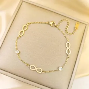 MP Infinity Charm Bracelet 18K Gold Plated Zircon Hand Chain Accessories for Women Girls ,Non Tarnish Promise Love Meaning Jewelry ,Valentine Gift for her