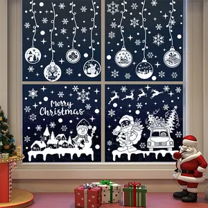 【TikTokShopBlackFriday】Christmas Themed Window Sticker, 9 Counts/set Snowman & Snowflake & Santa Claus Pattern Window Decal, Window Decorative Sticker for Home Party Festival,Christmas Gift, hashtag, TikTokShopCyberMonday