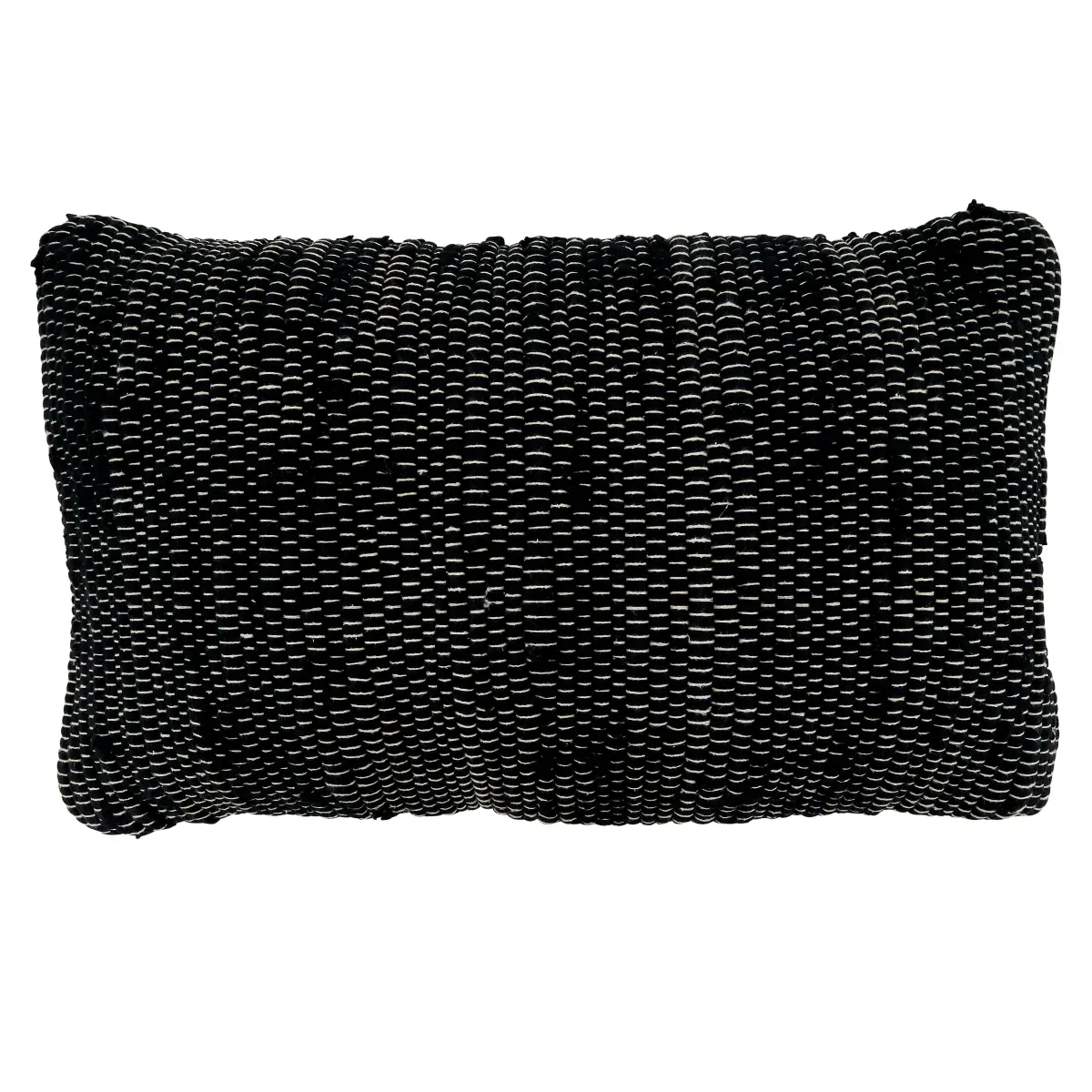 SARO 3332.BK1423BP 14 x 23 in. Oblong Poly-Filled Throw Pillow with Black Chindi Design