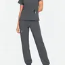 EADFLIE Lady's Sporty Chic 2-Piece Scrubs Set for Women - Stretch Spandex V-Neck Short-Sleeve Fitted Top & Jogger Pants with 8 Pockets, Comfortable for Long Shifts, Stylish Minimalist Functional Clothes for Women Nurses (Rayon-Polyester, High Stretch)
