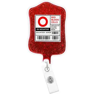 O Red  Phlebotomy Badge Reel Retractable Funny Phlebotomist  Badge Holder with ID Clip Accessories  Assistant RN CNA Name Badge Clip    ID Card CtP56