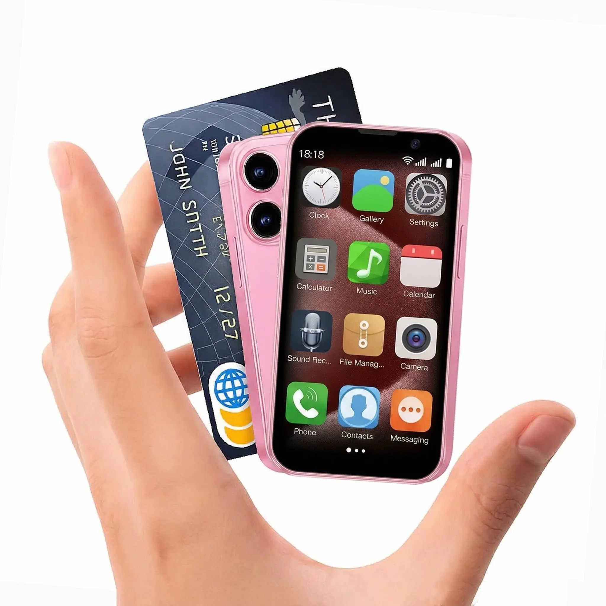 3-inch mini pocket smartphone with HD touch screen, 2+16GB RAM, dual SIM dual standby, 2MP+5MP dual camera, 3G unlocked Android 9 smartphone, supports WiFi, Bluetooth, GPS, and calls.Suitable for children's portable phone