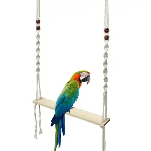 Nordic Style Pet Swing Wooden Board Toy, Handmade Woven Hanging Rack for Cats, Dogs, Parrots, Unique Animal Plaything