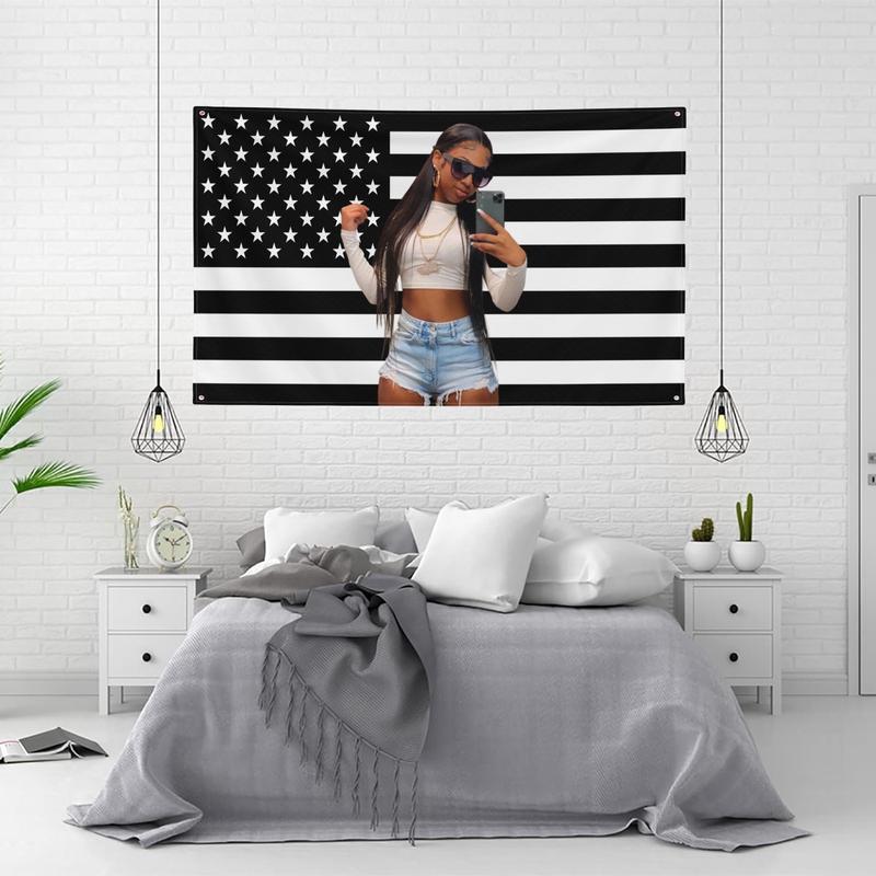 Custom Black USA America Flag 3x5 Ft Personalized Flags Design Your Image, Funny Flag Tapestry Poster Dorm Room, Black USA Flag, Bedroom Banner Flag, Home Decor Flag Halloween Ornaments Outdoors Print Decoration