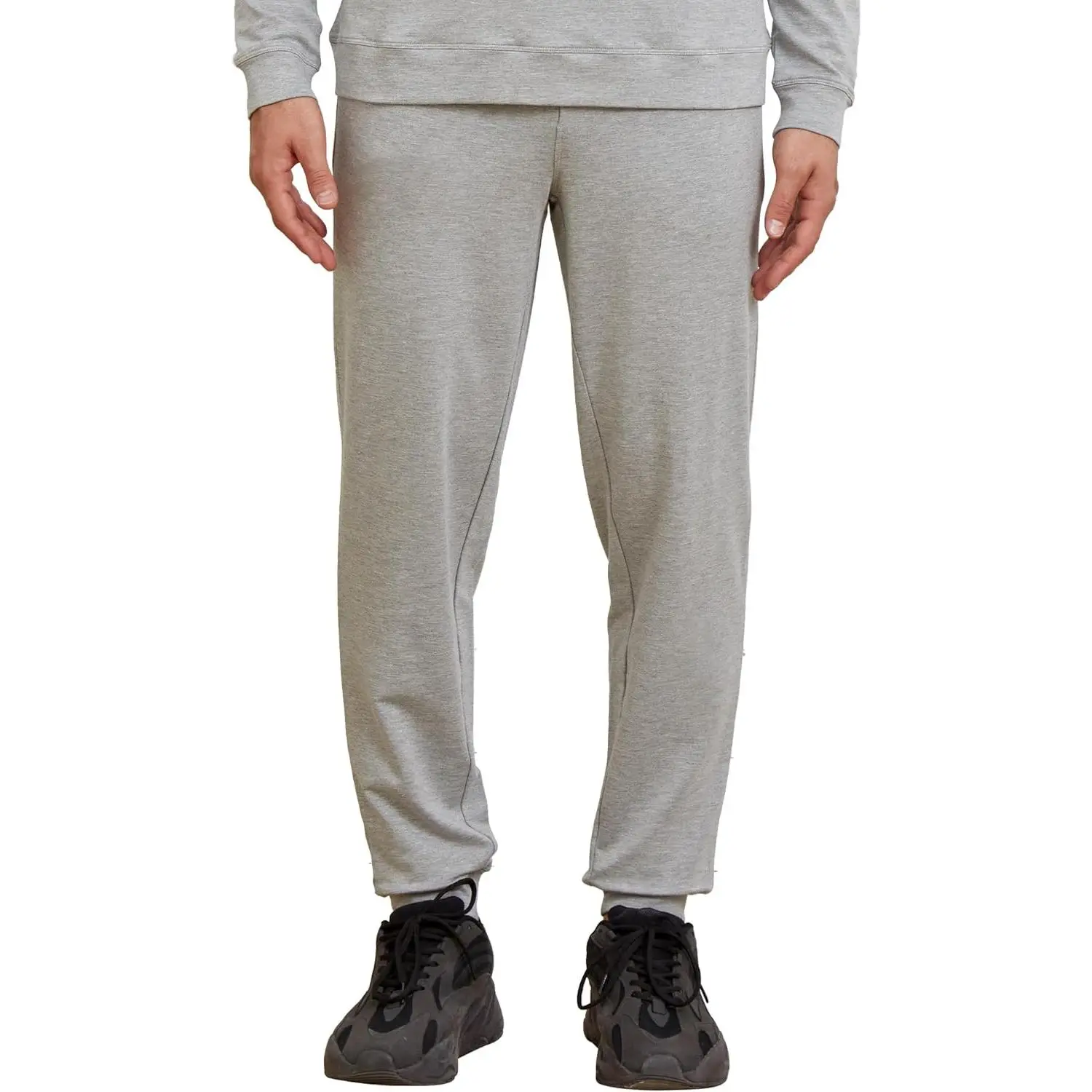 netdraw Men's Bamboo Viscose Cotton Jogger Sweatpants - Regular Fit Elastic Waist Pants with Pockets, Moisture-Wick Tapered Cuffed Bottoms for Casual Lounge, Hiking, Running/Cycling