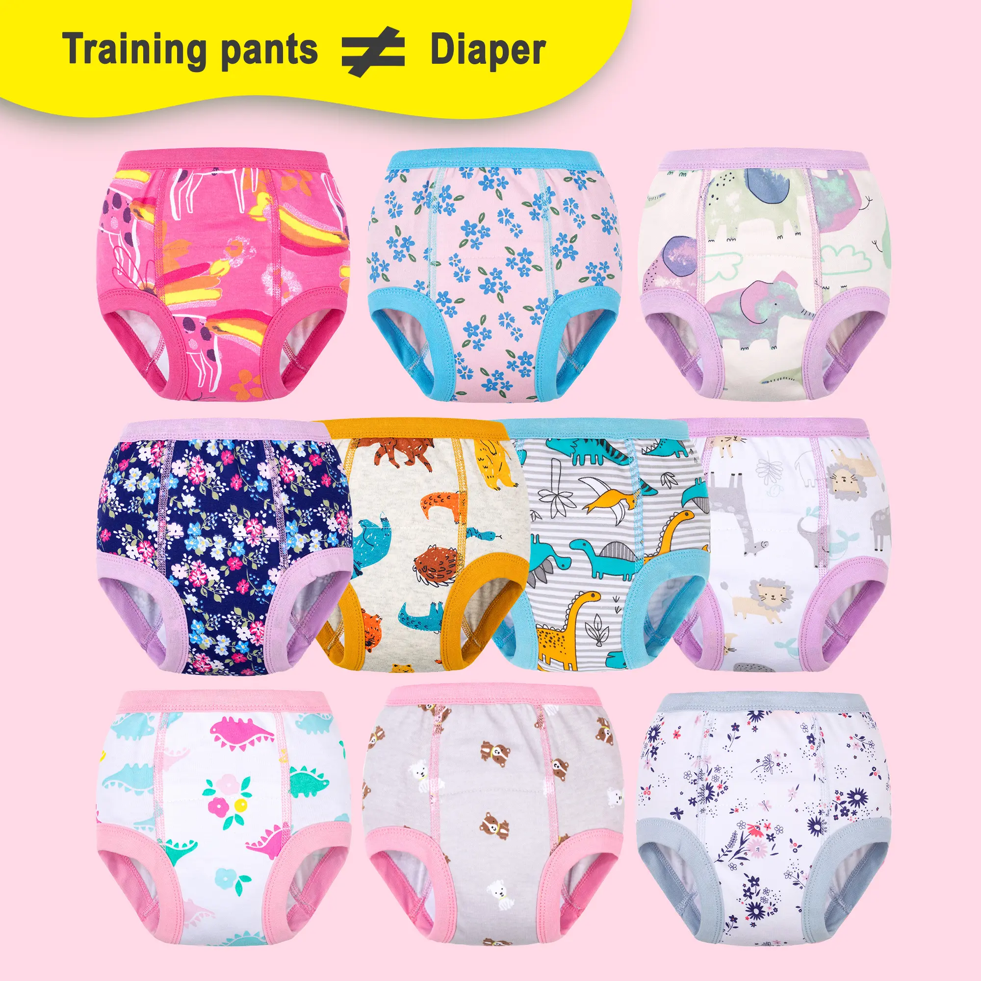 Boys Girls Potty Training Pants 6 Pack & 10 Pack Selection 100% Skin-Friendly Cotton Light Absorb Toddler Toilet Training Underwear Sizes 12M-10Y