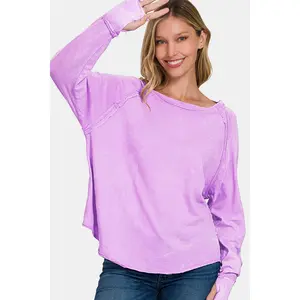 Zenana Round Neck Thumbhole Long Sleeve T-Shirt
