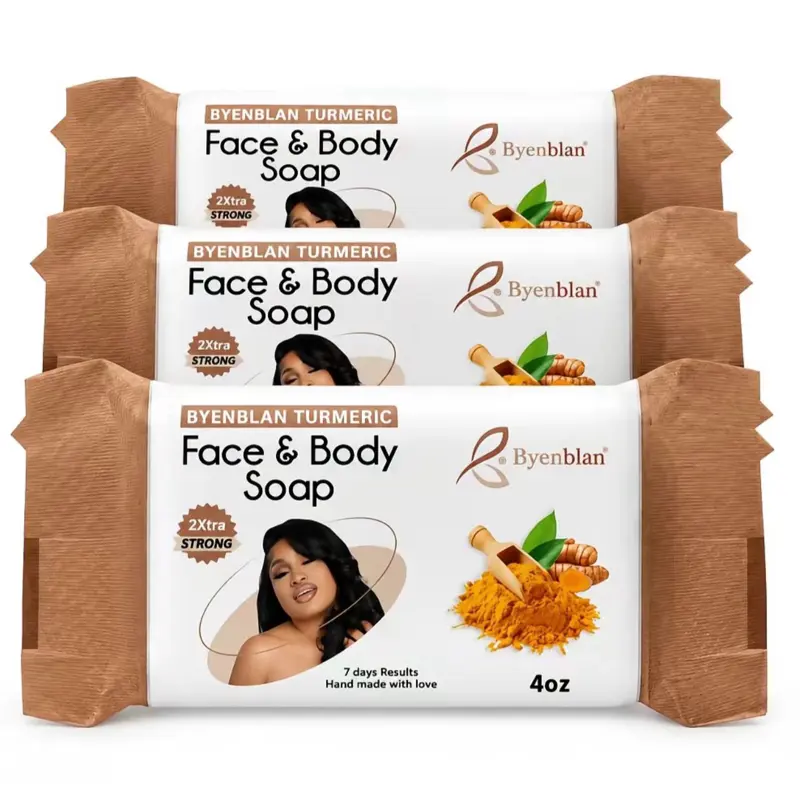 Byenblan Cosmetic Soap Cleanser Blend - Face & Body Care Set with Turmeric, Lemon, Carrot, Papaya - Nourishing, Smooth Skin Repair (3-Pack & 4-Pack Options)