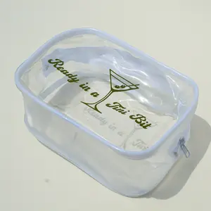 Ready In A Tini Bit Clear Toiletry Bag, Small Martini Wet Bag, See Through Bikini Martini Makeup Bag