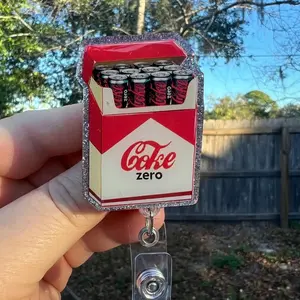 Funny fridge cigs zero. Glitter retractable badge reel or locker magnet. Badge ID Teacher/student-medical badge-nurse ID-card holder. Cute