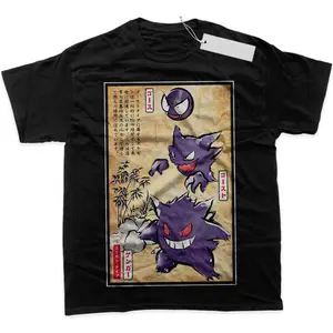 Gengar Gatsly Haunter Pokemon Anime Streetwear Unisex T-Shirt, Gift For Fan Pokemon, Anime Graphic Tee, Anime Shirt, Crewneck Short Sleeve Shirt
