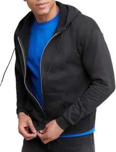 Hanes EcoSmart Fleece Zip-Up Hoodie for Men Full-Zip Hooded Sweatshirt 50% Cotton 50% Polyester Unisex Sizing Soft Warm Double-Needle Stitching American Cotton Fleece Medium