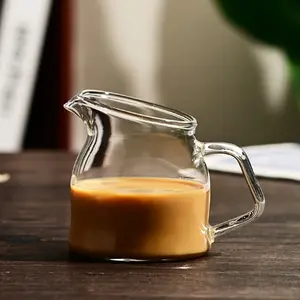 Mini Glass Milk Jug with Slanted Spout, Coffee Cup Condiment Holder, Steak Sauce Pitcher, Honey Jar, Ideal for Western Cuisine
